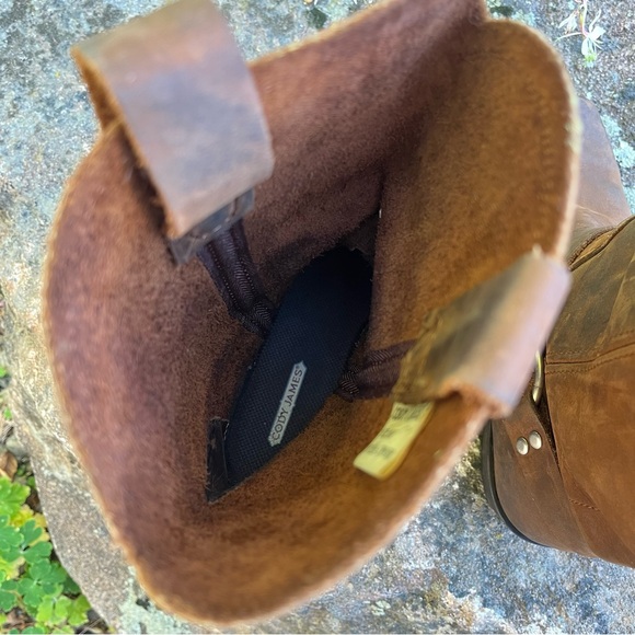 Cody James Harness Square Toe Leather Pull On Riding Cowboy Boots Brown Sz 8 - Picture 13 of 14